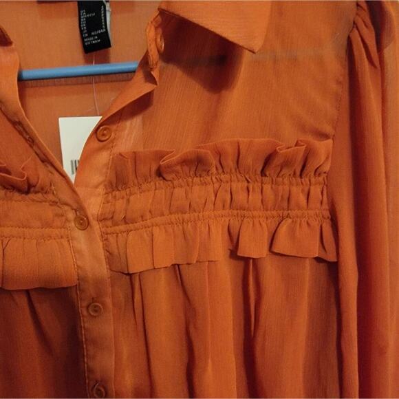 Womens Small Forever 21 Copper Blouse - Picture 8 of 9